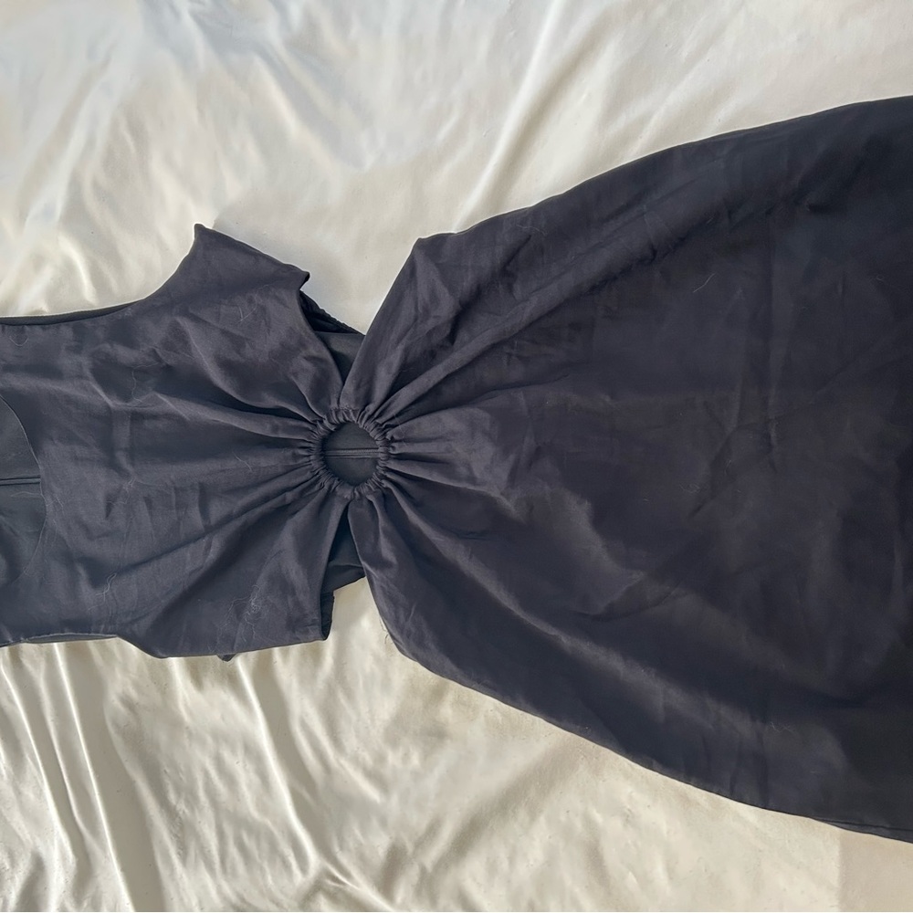 Zara Black Ruched Tie Front Halter Dress